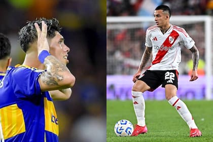 Carlos Palacios (Boca) y Kevin Castaño (River), dos que debutarán el domingo en el Superclásico