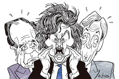 Carlos Saúl Menem, Javier Milei y Néstor Kirchner