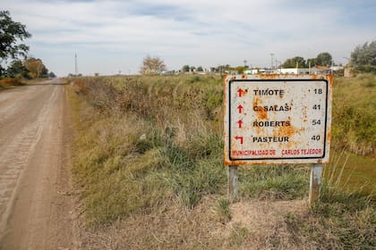 Un cartel en la ruta que lleva a Timote
