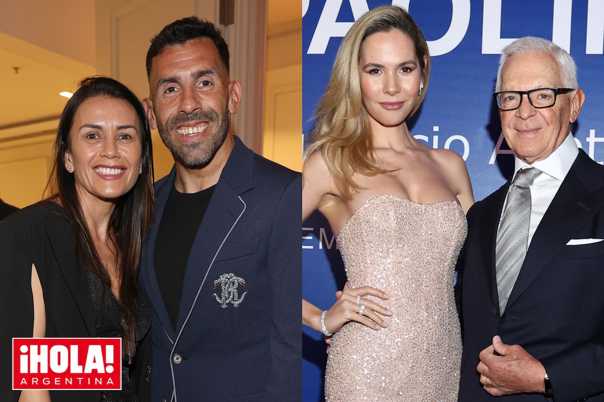Carlos Tévez y su mujer Vanesa Mansilla, y Elina y Eduardo Costantini