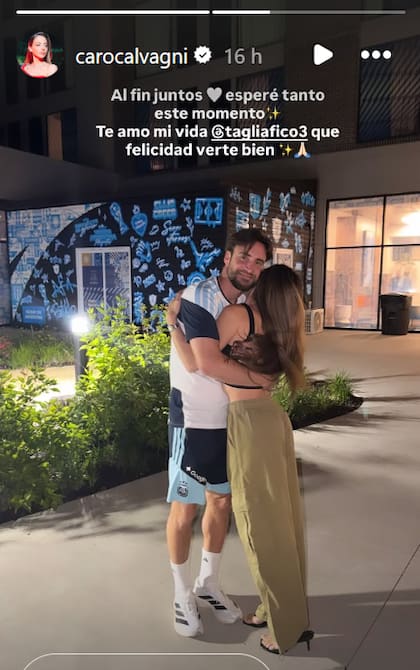 Caro Calvagni pudo ver a Nicolás Tagliafico en la concentración