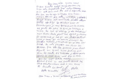 Carta del femicida de Villa Devoto