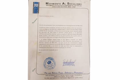 Carta en la que el vicepresidente del MAS habría agradecido a un procesado por narcotráfico por su contribución en campaña