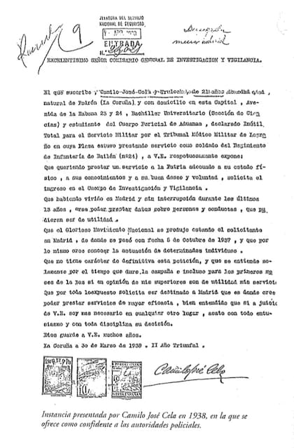 Carta oficial, publicada por Julio Rodríguez Puertolas en "Historia de la literatura fascista Española"