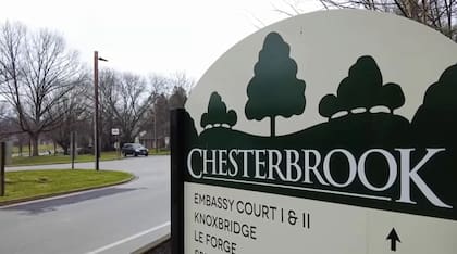 Cartel de bienvenida a Chesterbrook. (NBC Filadelfia)