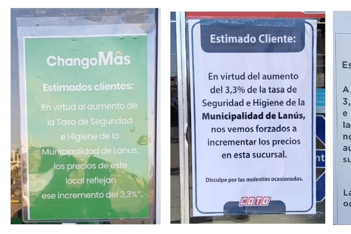 Cartelería Supermercados por la tasa de seguridad e higiene en el municipio de Lanús
