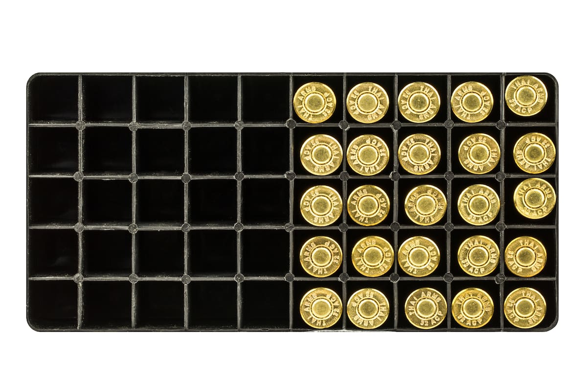 Cartridges bullet for a .32 ACP, Isolated on white background