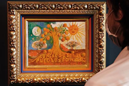 "El congreso de los pueblos por la paz", de Frida Kahlo, se vendió en Sotheby's durante la pandemia de coronavirus en junio de 2020, en Nueva York