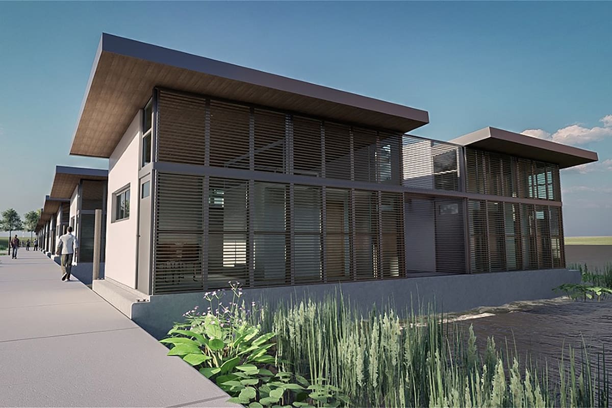 Casas flotantes en el río