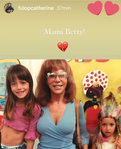 Catherine Fulop despidió a Beatriz Garofalo Sabatini, la madre de Osvaldo y Gabriela Sabatini, con una foto junto retro a sus hijas Oriana y Tiziana.