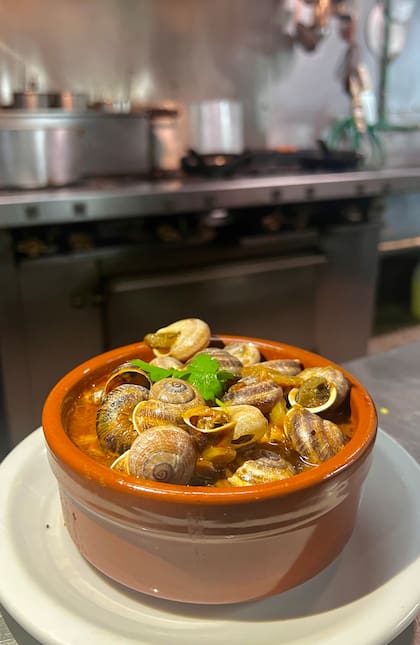 Cazuela de caracoles, un plato que ya casi no se consigue en la ciudad y en este bodegón ejecutan de manera constante
