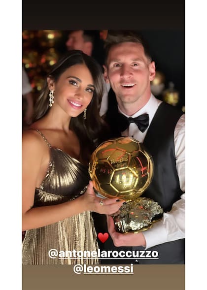 Celebración de Messi por el séptimo balón de oro.
Antonela Rocuzzo