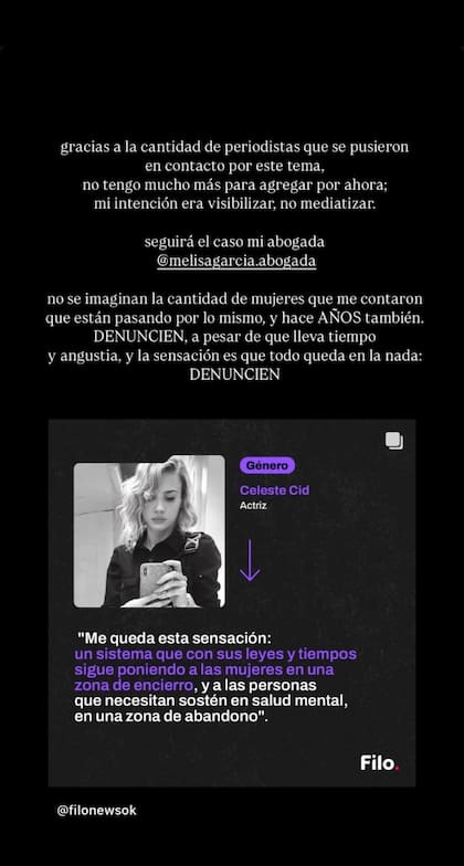 Celeste Cid agradeció el apoyo y la visibilización de su caso
