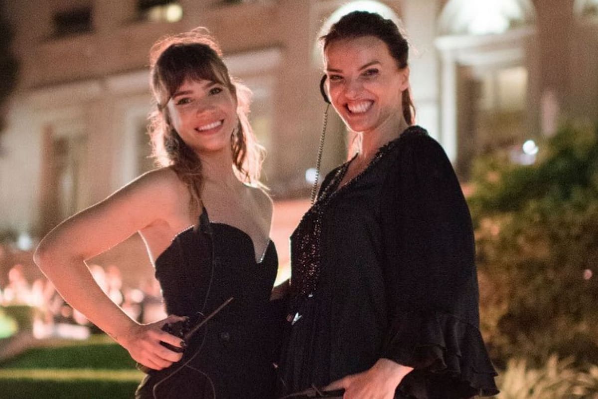 Celeste Cid y Bárbara Diez, en el rodaje de Planners