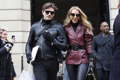 Celine Dion and Pepe Munoz leaving the Givenchy office