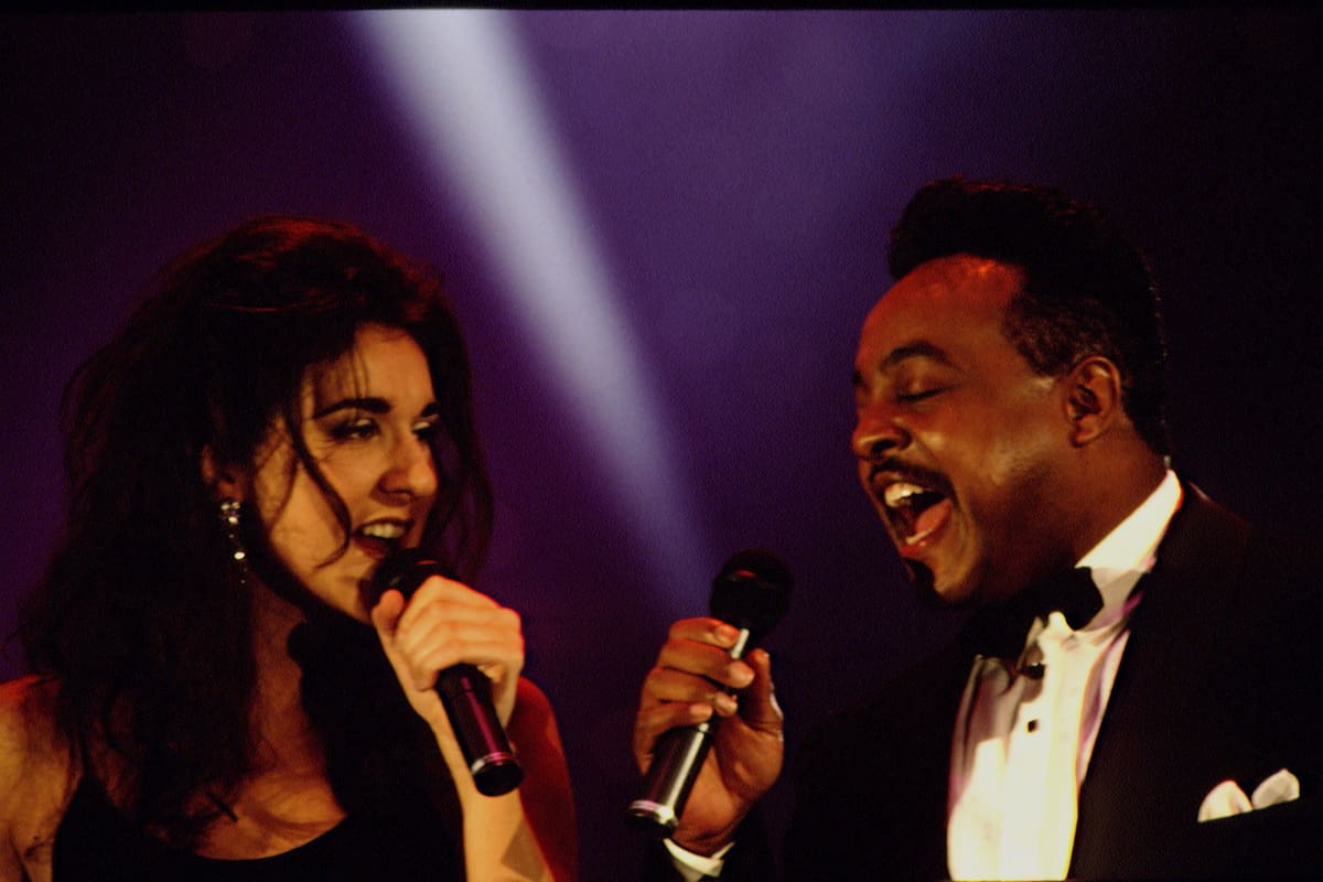 Celine Dion y Peabo Bryson en la ceremonia de los Wolrd Music Awards en Mónaco, en 1992