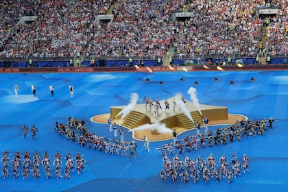 Ceremonia de clausura de la gran final entre Francia y Croacia, en el estadio Luzhniki de Moscú