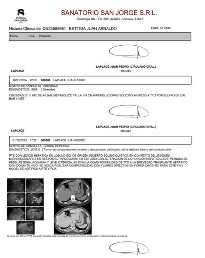 Certificado médico enviado por Juan Bettiga. Fuente: gentileza