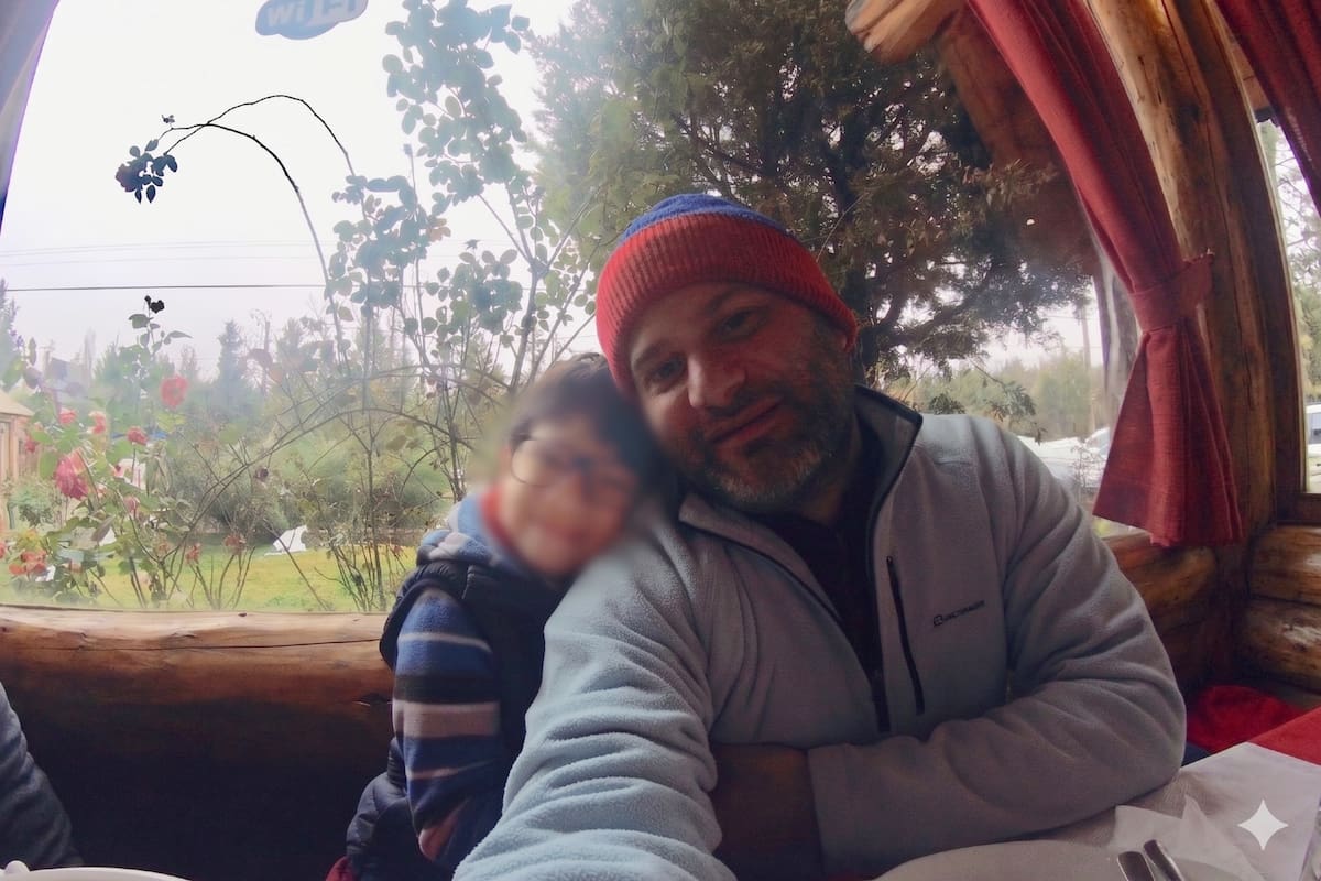 César Onzari, en una de las últimas fotos que se tomó con su hijo, en julio de 2019