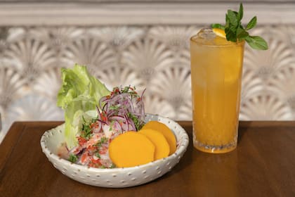 Ceviche con batata agridulce.