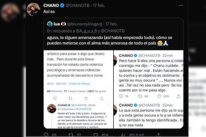 Chano indicó mediante las redes sociales que sufría amenazas (Captura Twitter)