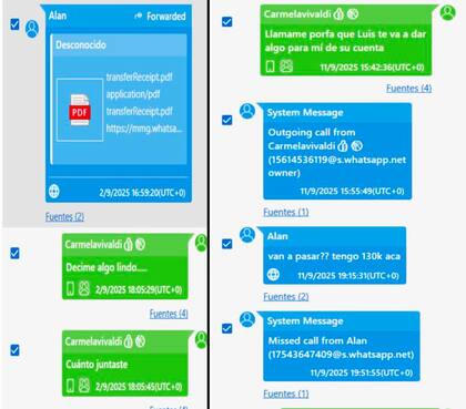 Chat entre Alan Pocovi y Calvete sobre las transferencias.
