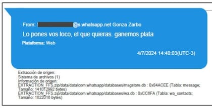 Chat investigado en la causa Andis, atribuido a un representante de Suizo Argentina