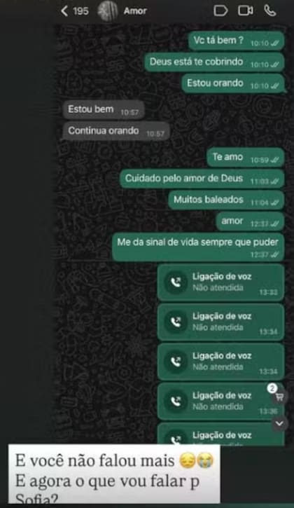 Chat publicado por la esposa de Heber Carvalho da Fonseca. Fuente: X