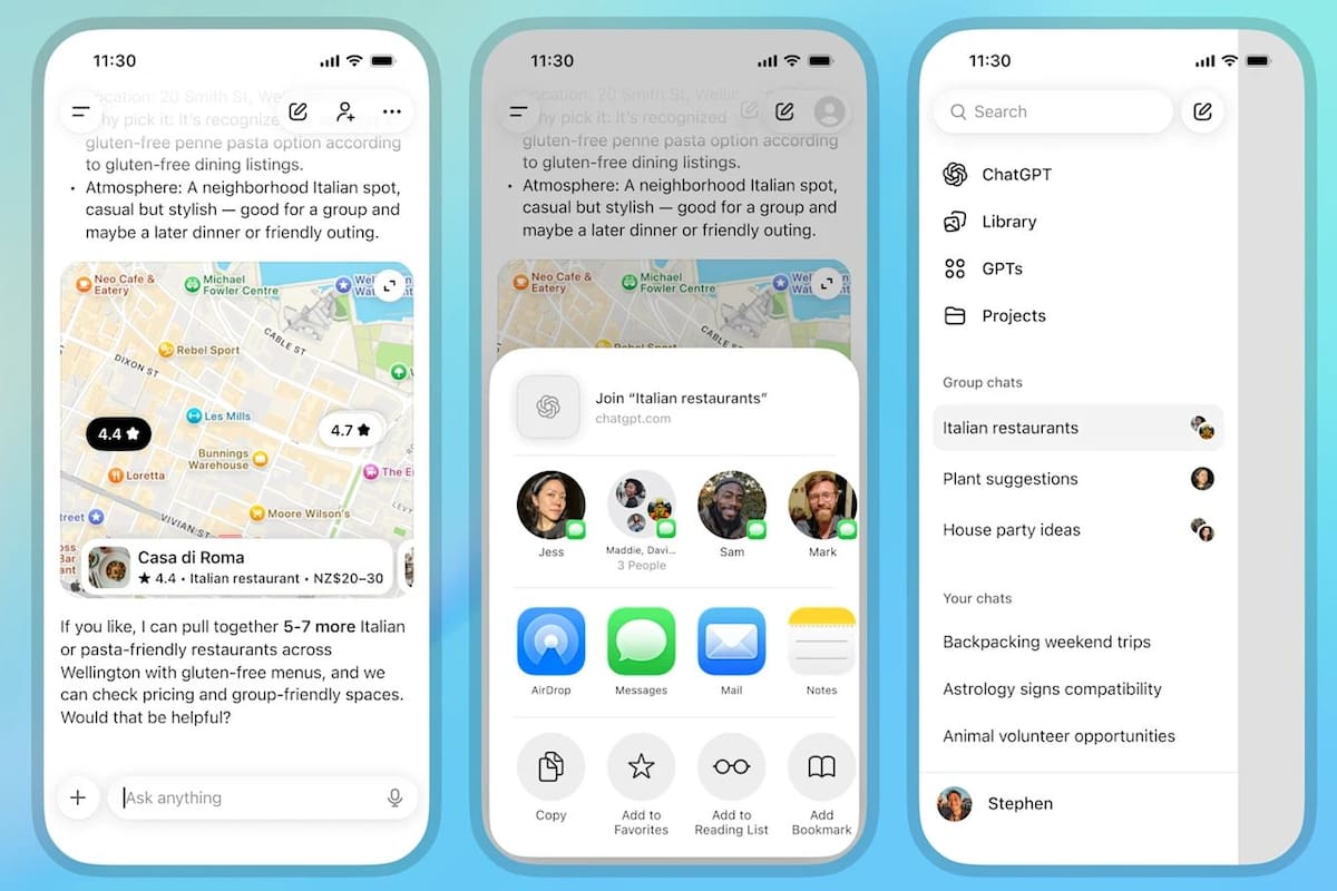 ChatGPT ahora tiene un modo experimental para uso colectivo: un grupo de usuarios interactúa con la IA en la misma conversación