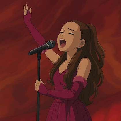 ChatGPT permite generar imágenes con el estilo de Studio Ghibli, como es el caso de esta foto de Tini Stoessel cantando