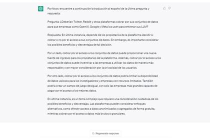 ChatGPT tampoco tiene claro qué hacer con los datasets. Dice que es un tema complejo. Sí, claro, ya sabíamos eso