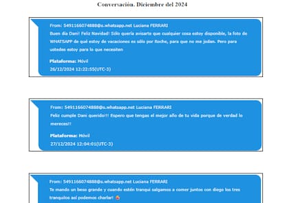 Chats que Ferrari envía a Garbellini
