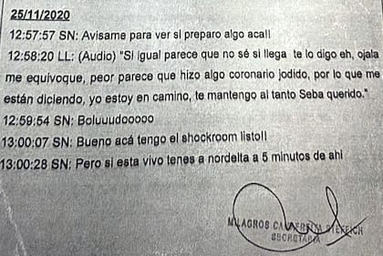 Chats que pasaron en el juicio por la muerte de Diego Maradona