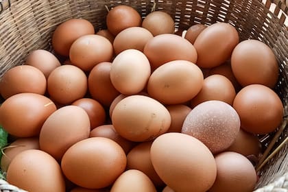 Cheap protein, Eggs in the basket are made from bamboo.