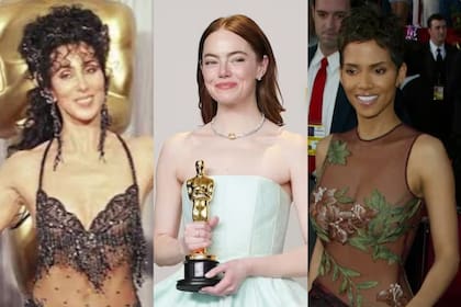 Cher, Emma Stone y Halle Berry llevaron memorables vestidos cuando ganaron el Oscar (Foto: Archivo/Invision)