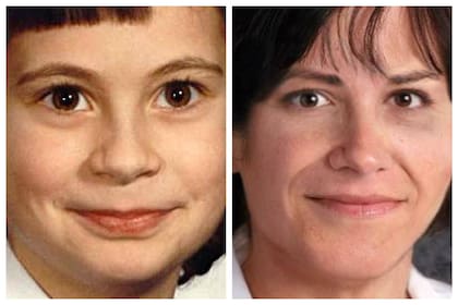 Cherrie Mahan, cuando era niña y la imagen proyectada por el Centro Nacional de Niños Desaparecidos