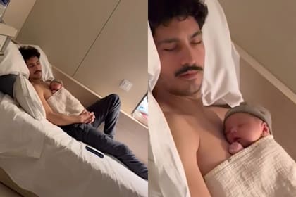 Chino Darín publicó un dulce video durmiendo la siesta con su hijo en la clínica (Foto: Instagram @chinodarin)