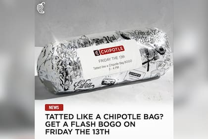 Chipotle invitó a sus clientes a acudir con tatuajes para acceder a la oferta especial el viernes 13