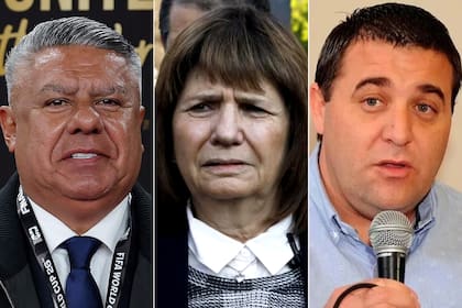 Chiqui Tapia, Patricia Bullrich y Pablo Tovggino.