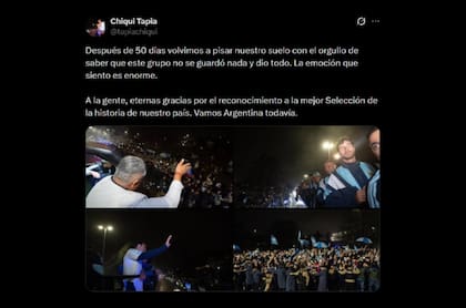 Chiqui Tapia, tras el recibimiento de la selección en Ezeiza: "A la gente, eternas gracias"