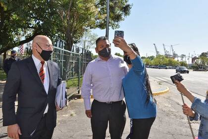 El policía bonaerense Luis Chocobar, poco antes de ingresar en los tribunales de Comodoro Py