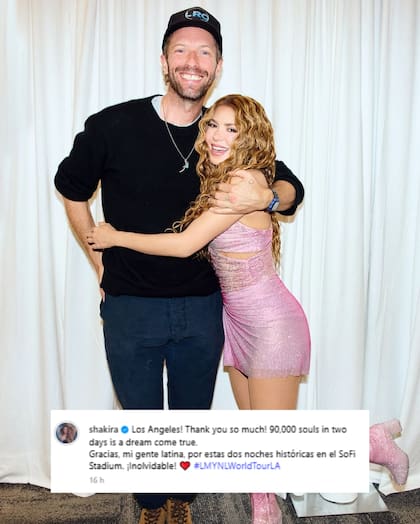 Chris Martin dijo presente en el show de Shakira en Los Ángeles y pasó a saludarla