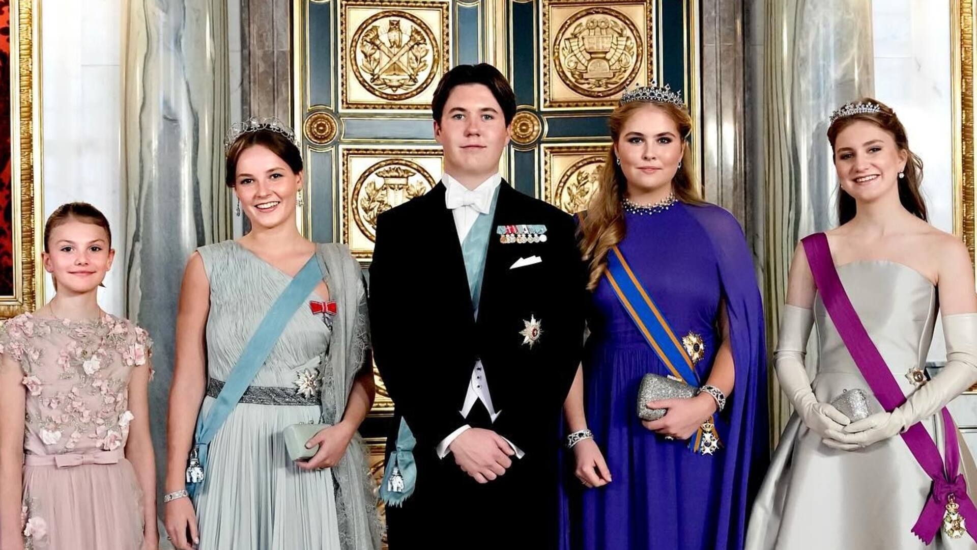 Christian de Dinamarca y cuatro futuras reinas de Europa: la princesa Estelle de Suecia y la princesa Ingrid Alexandra de Noruega, la princesa Amalia de los Países Bajos y la princesa Elisabeth de Bélgica
