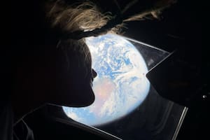 Christina Koch durante la misión del Artemis II