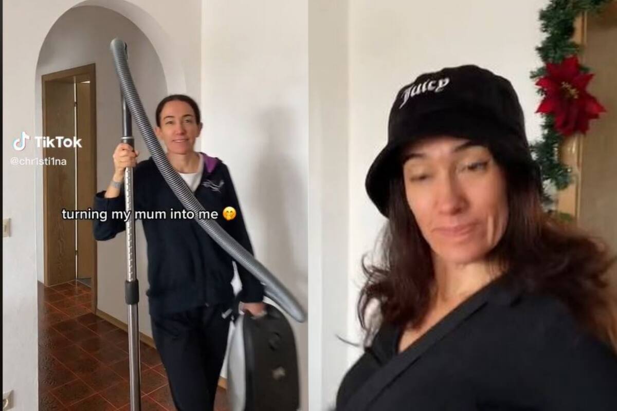 Christina realizó tres videos en los que se ve cómo “transforma” la apariencia de su mamá