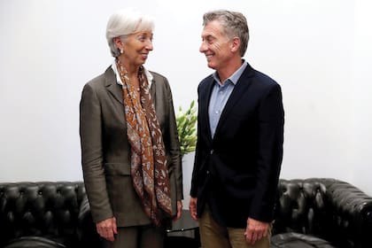 La directora del FMI, Christine Lagarde, y Mauricio Macri