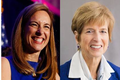 Christine Todd Whitman (derecha) fue elegida como 50.ª gobernadora del estado de Nueva Jersey el 3 de noviembre de 1993