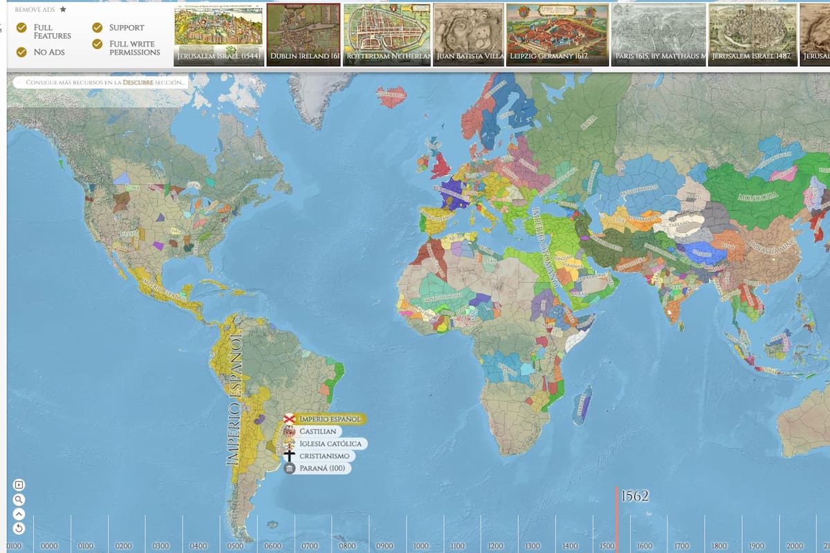 Chronas es una suerte de Google Maps con información histórica de todo el planeta de los últimos 4000 años de historia
