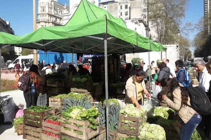 Cientos de pequeños agricultores se congregaron en Plaza de Mayo para vender sus productos
