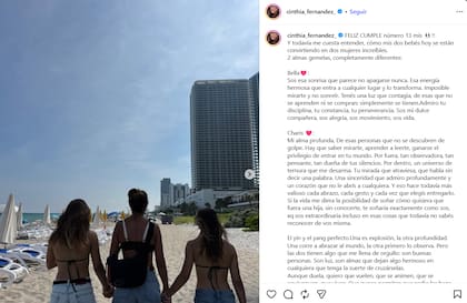 Cinthia Fernández compartió un sentido mensaje por el aniversario del nacimiento de sus hijas mayores (Foto: Captura INSTAGRAM/@Cinthia_Fernandez)
